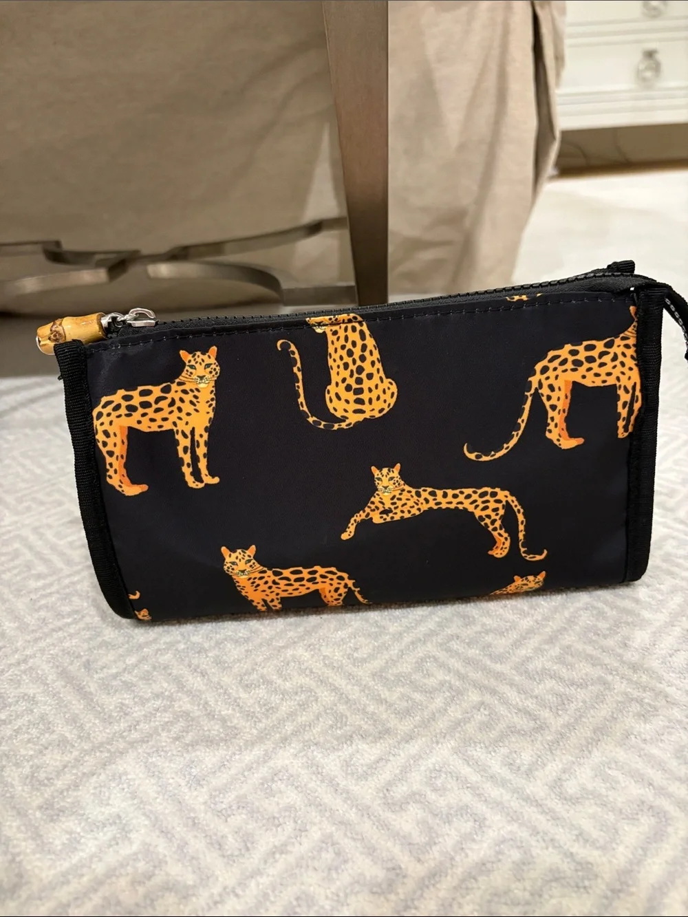 New Makeup Bag with Orange Leopard Print